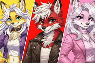 draw fursona furry reference sheet, fursona art, anime anthro oc design