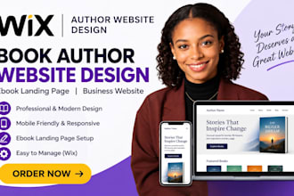 design wix author website ebook landing page book author business website design