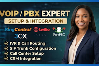 set up vicidial, twilio, asterisk, freepbx, 3cx voip fusionpbx, magnus biling