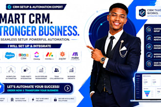 set up hubspot, salesforce zoho crm  clickup monday com zapier make integration