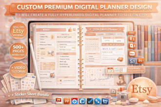 etsy digital planner etsy hyperlinked planner journal design digital product