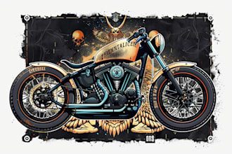 design detailed motorcycle for merch or brand
