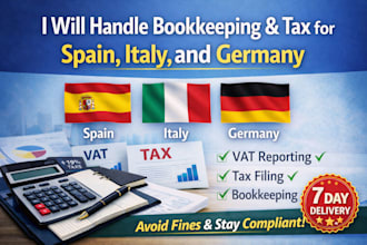handle bookkeeping and vat tax for spain, italy, germany businesses
