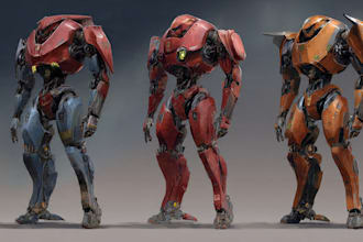 draw mecha robot armor character concept for you
