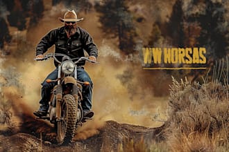 create a western vintage rodeo, horse and motorcycle theme