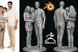 sculpt realistic face likeness 3d family portrait printable stl model from image