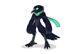 design cool mecha character raven company logo