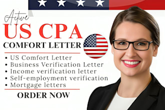 write, sign verified US CPA letter, employment, business, mortgage income letter