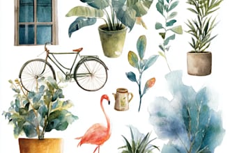 draw illustration and clip art in watercolor style