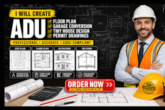 create adu floor plan garage conversion tiny house design permit drawings