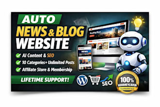 create automated news website with RSS feed aggregator and auto blogging