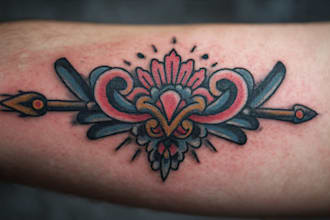 draw unique traditional tattoo design
