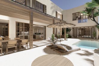3d model and render for interior tropical villa