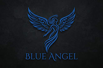 design a beautiful and elegant blue angel logo
