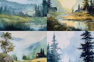 do creative watercolor landscape art