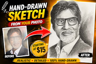 create detailed hand drawn portrait sketch