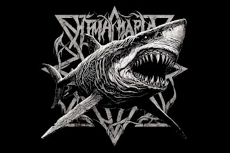 design high quality shark mascot logo with t shirt design