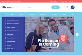 design pharmacy website medical care store website healthcare ecommerce website