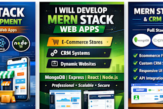 develop mern stack web apps, ecommerce and CRM systems