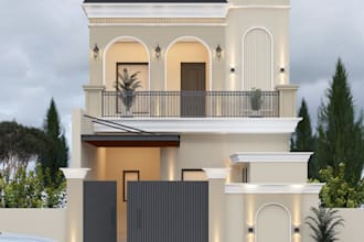 design realistic 3d house elevation and exterior rendering