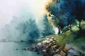 do creative watercolor landscape art