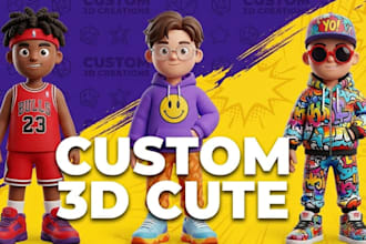 create cute 3d mascot cartoon chibi 3d character modeling animal, toy model