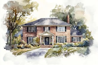 watercolor a house portrait
