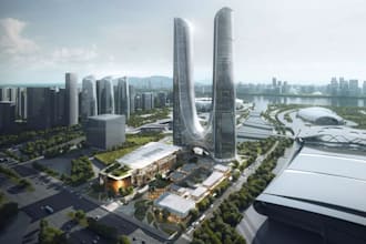 cgi shopping mall infrastructure,commercial tower render,3d retails atrium,plaza