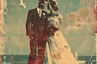 create a vintage style wedding poster design