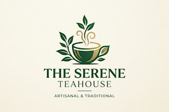 design an elegant and calming tea house logo