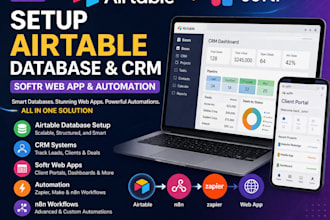 desigh airtable,database ,softr webapp,client portal,CRM,base 44