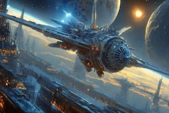 illustrate a sci fi spaceship design