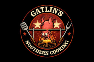 create a pig BBQ mascot logo for southern cooking brand