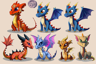 draw cartoon for character, monster, dragon