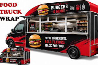 design creative street food truck wrap truck wrap