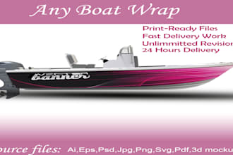 create a boat wrap design, jet skl,  or yacht design, vehicle wrap design