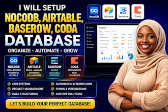 setup nocodb database, airtable, baserow, coda database, baserow expert