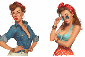 pin up girl and pin up girl illustration