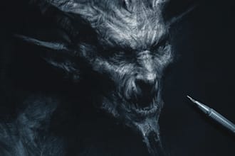 create concept art, illustration, monster art, horror art