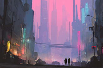 draw a unique cyberpunk city concept for storytelling