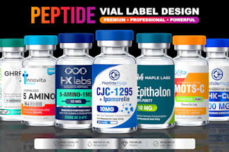 product label design, peptide label and vial label design