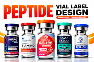 product label design, peptide label and vial label design