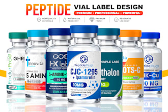 product label design, peptide label and vial label design