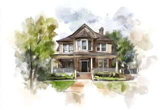 draw house and building photo into watercolor art