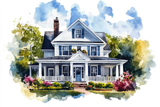 draw house and building photo into watercolor art