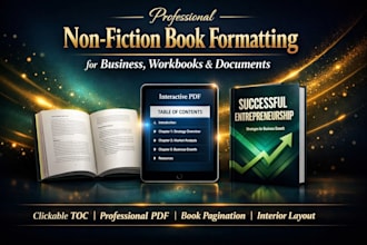 format your non fiction book with tables, charts, and clickable toc