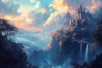 do fantasy concept landscape illustrations