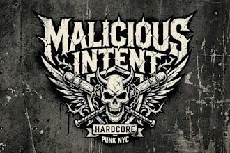 design a bold and aggressive hardcore band logo