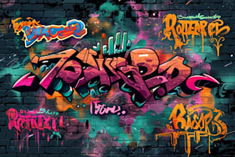 create perfect graffiti design for your name, logo, brand