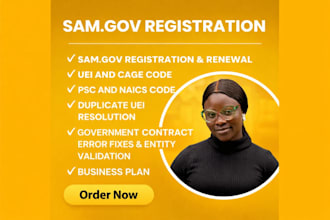 get you registered on sam gov, get uei and cage code and apply for contracts